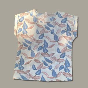 Blue and brown feather blouse